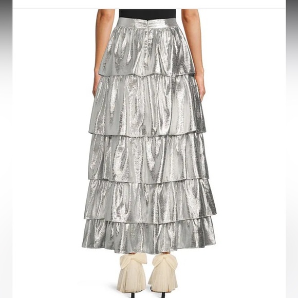 NWT Antonio Melani x Born on Fifth Aurelia Metallic Tiered Ruffle Skirt - Picture 6 of 7